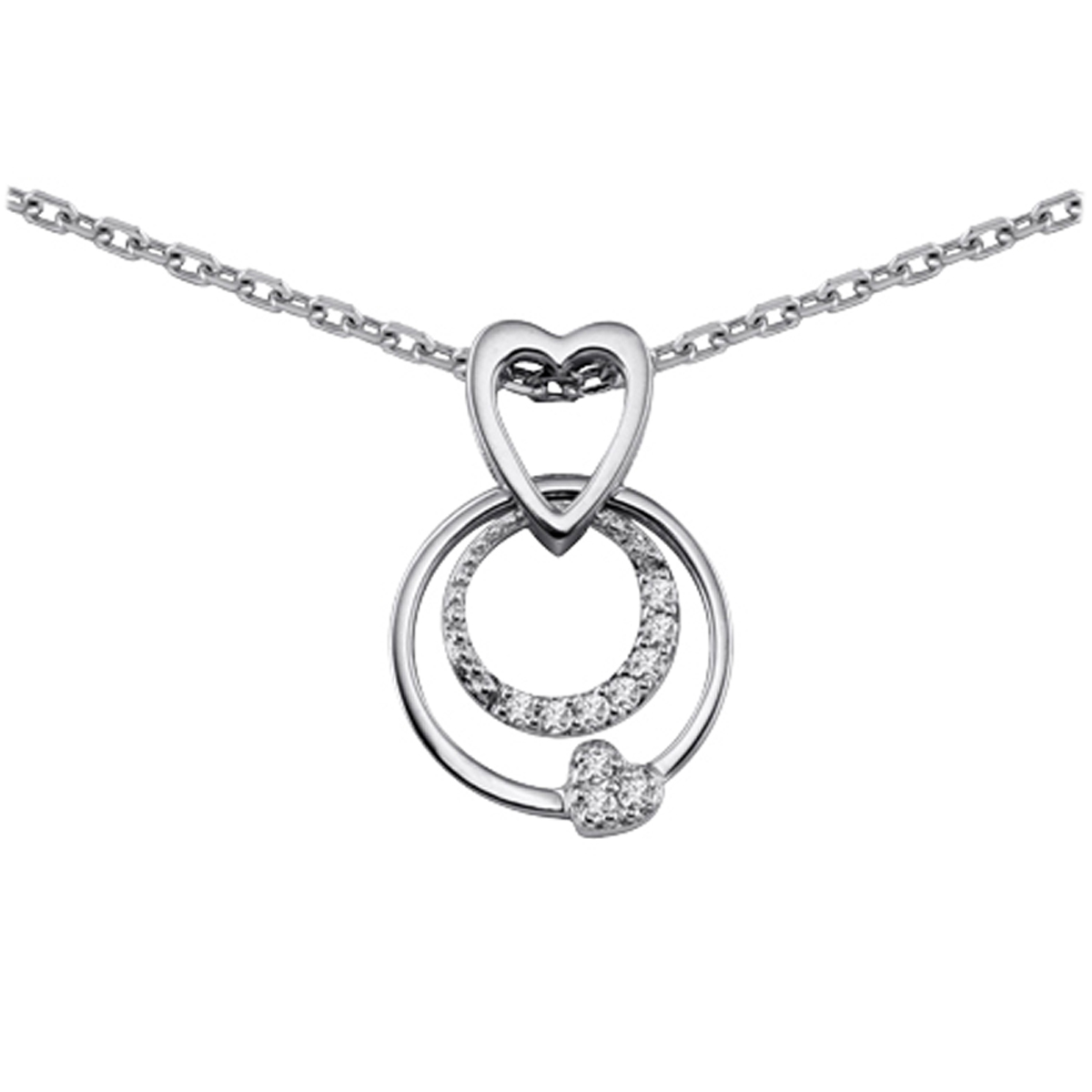 Collier argent \'Love\' blanc argenté (rhodié) - 20x12 mm - [Q4836]