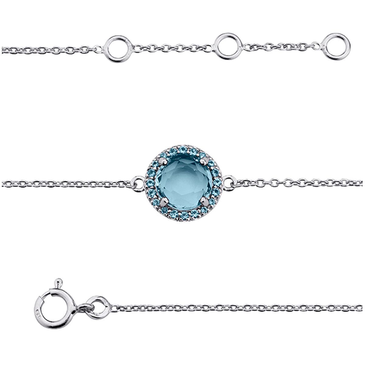 Bracelet argent \'Sissi\' bleu argenté - 15 mm - [Q4843]