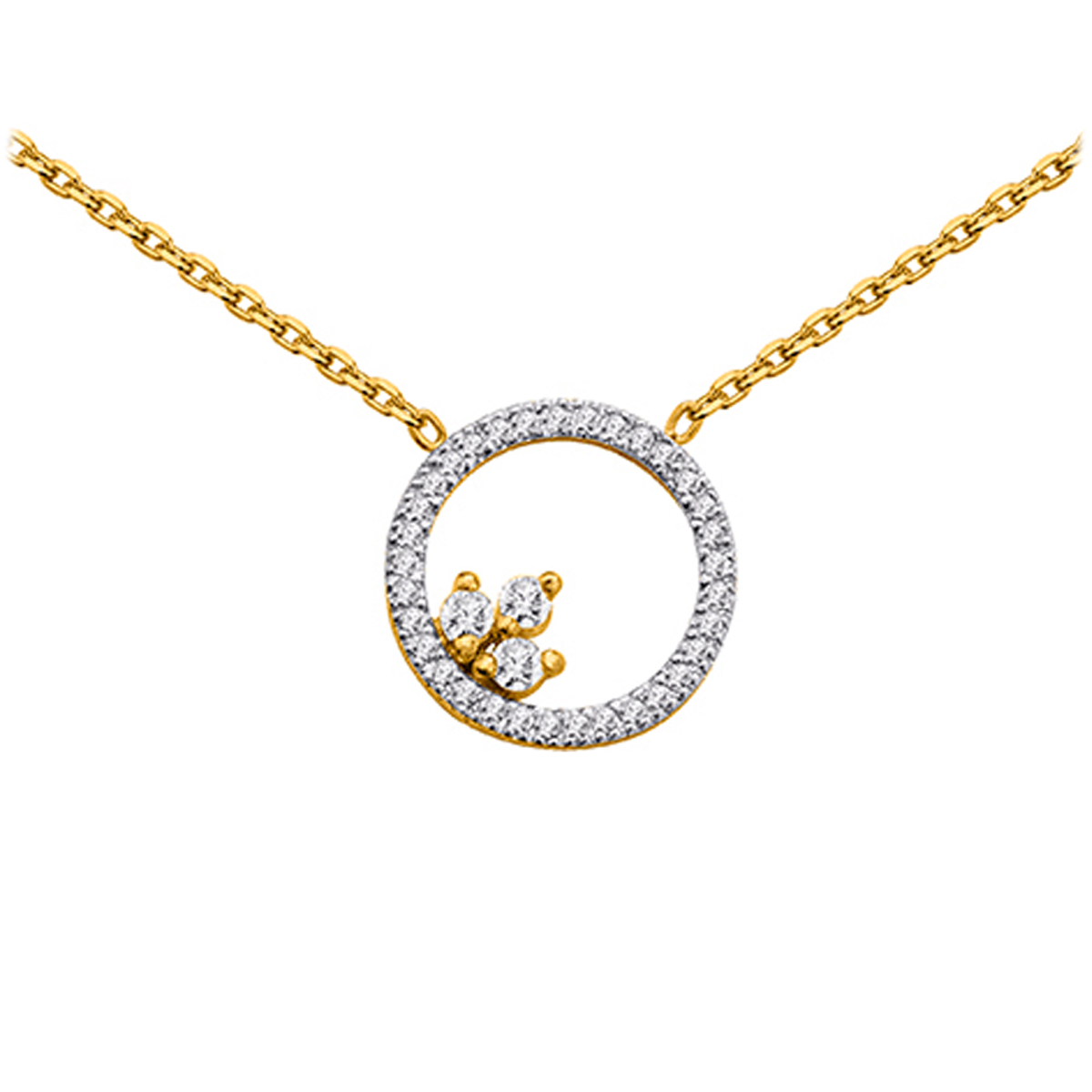 Collier plaqué or \'Scarlett\' blanc doré - 13 mm - [Q4849]