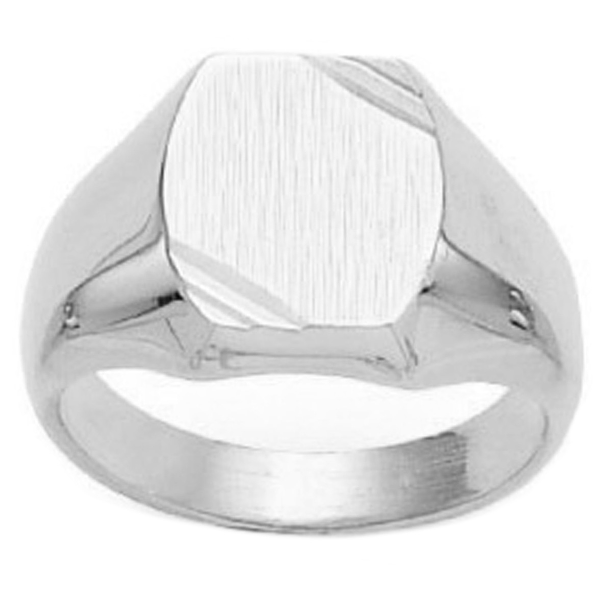 Chevalière argent \'Karl\' argenté (rhodié) - 11 mm - [Q4855]
