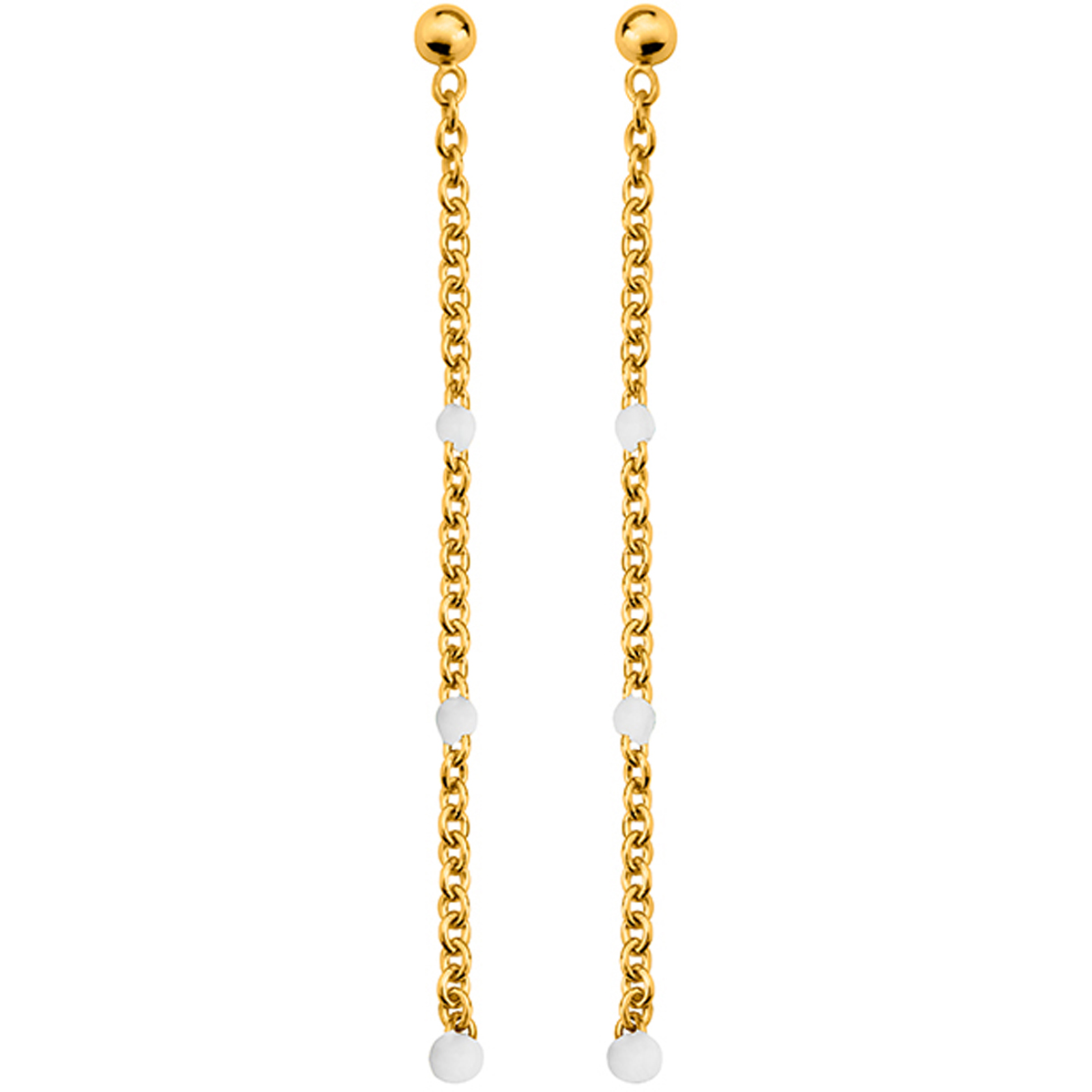 Boucles Plaqué Or \'Boho\' blanc doré - 47 mm - [Q4860]
