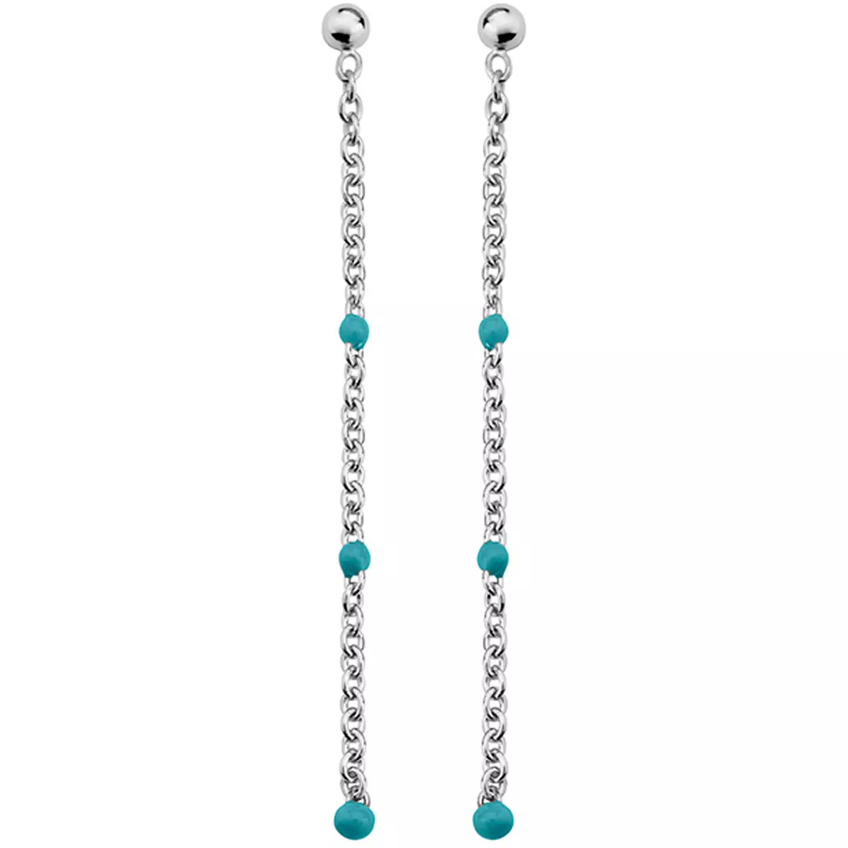 les trésors de lily Boucles argent 'Boho' turquoise argenté 47 mm [Q4862]