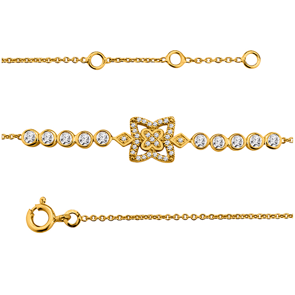 Bracelet Plaqué Or \'Scarlett\' blanc doré - 9x9 mm - [Q6025]