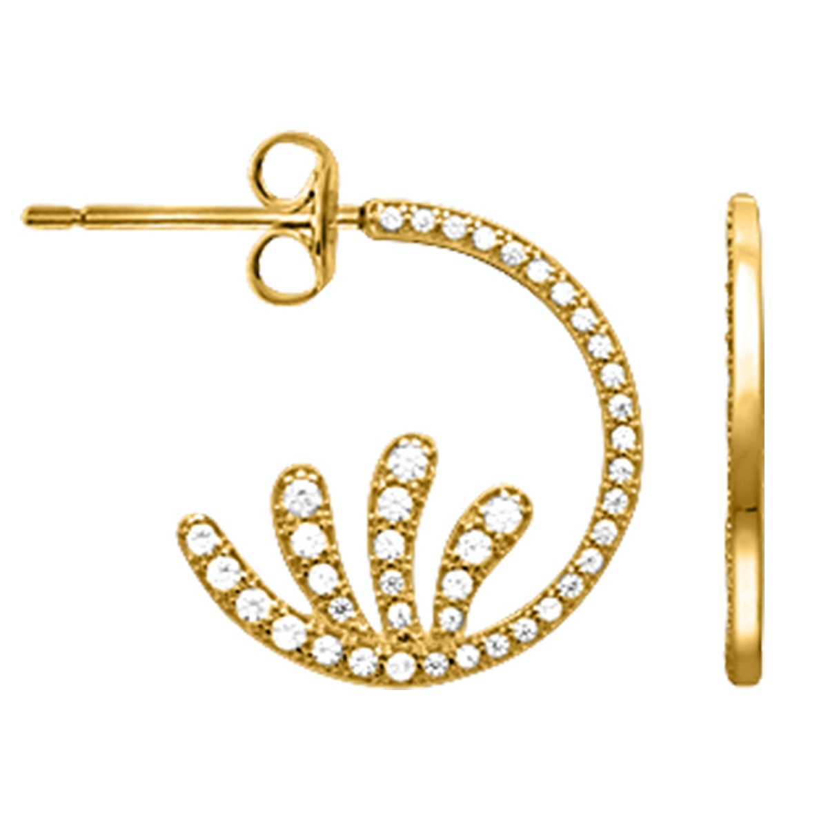 Créoles plaqué or \'Sissi\' blanc doré - 20 mm - [Q7194]