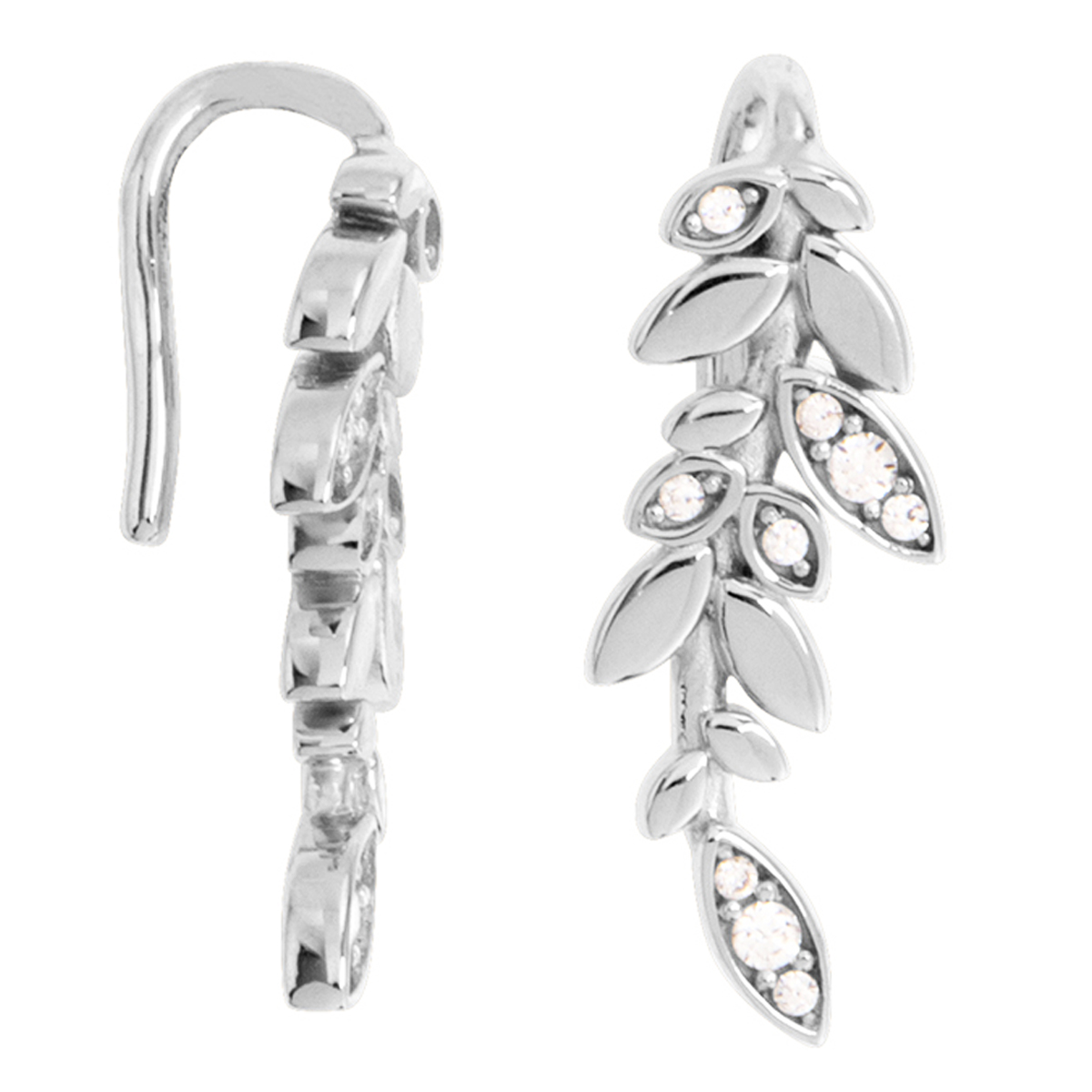 Boucles contours d\'oreilles argent \'Sissi\' blanc argenté - 20x7 mm - [Q7197]