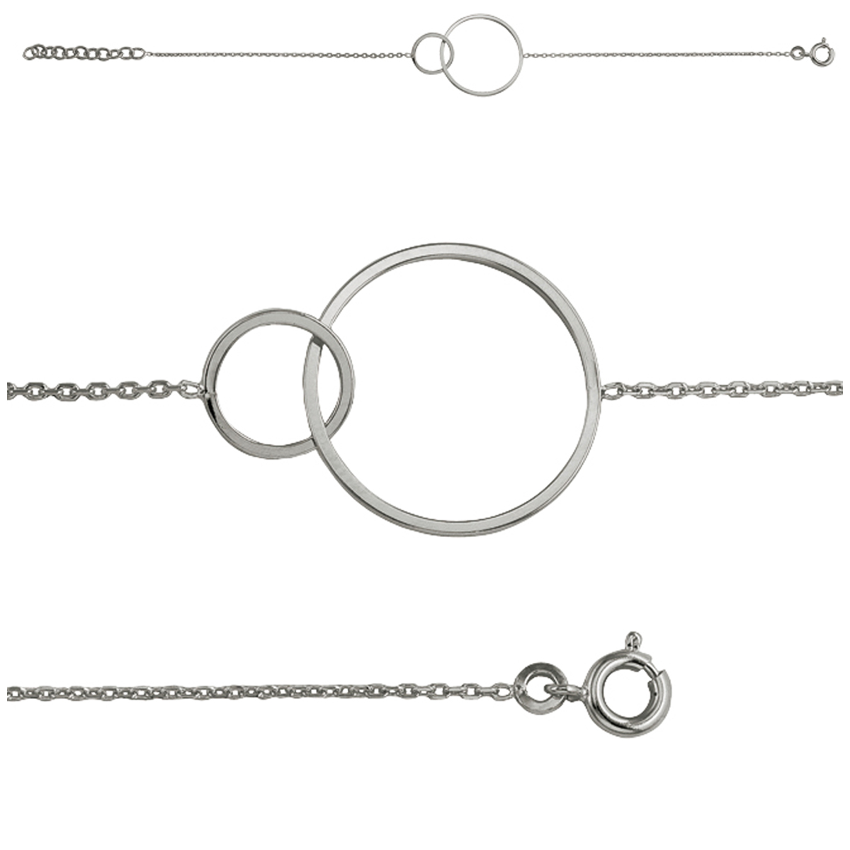 Bracelet argent \'Chorégraphie\' (cercles) rhodié - 30x21 mm - [Q7453]
