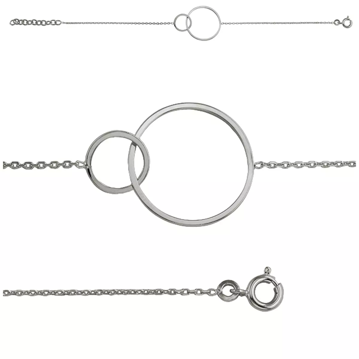 les trésors de lily Bracelet argent 'Chorégraphie' (cercles) rhodié 30x21 mm [Q7453]