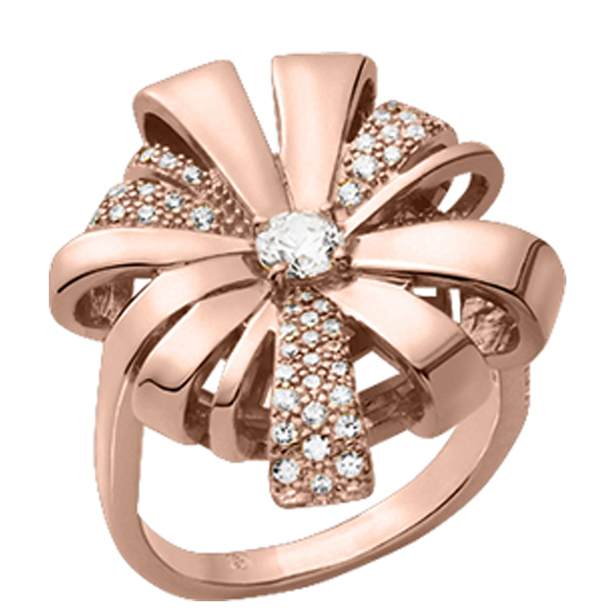 Bague plaqué or \'Sissi\' blanc rosé - 25x20 mm - [Q7916]