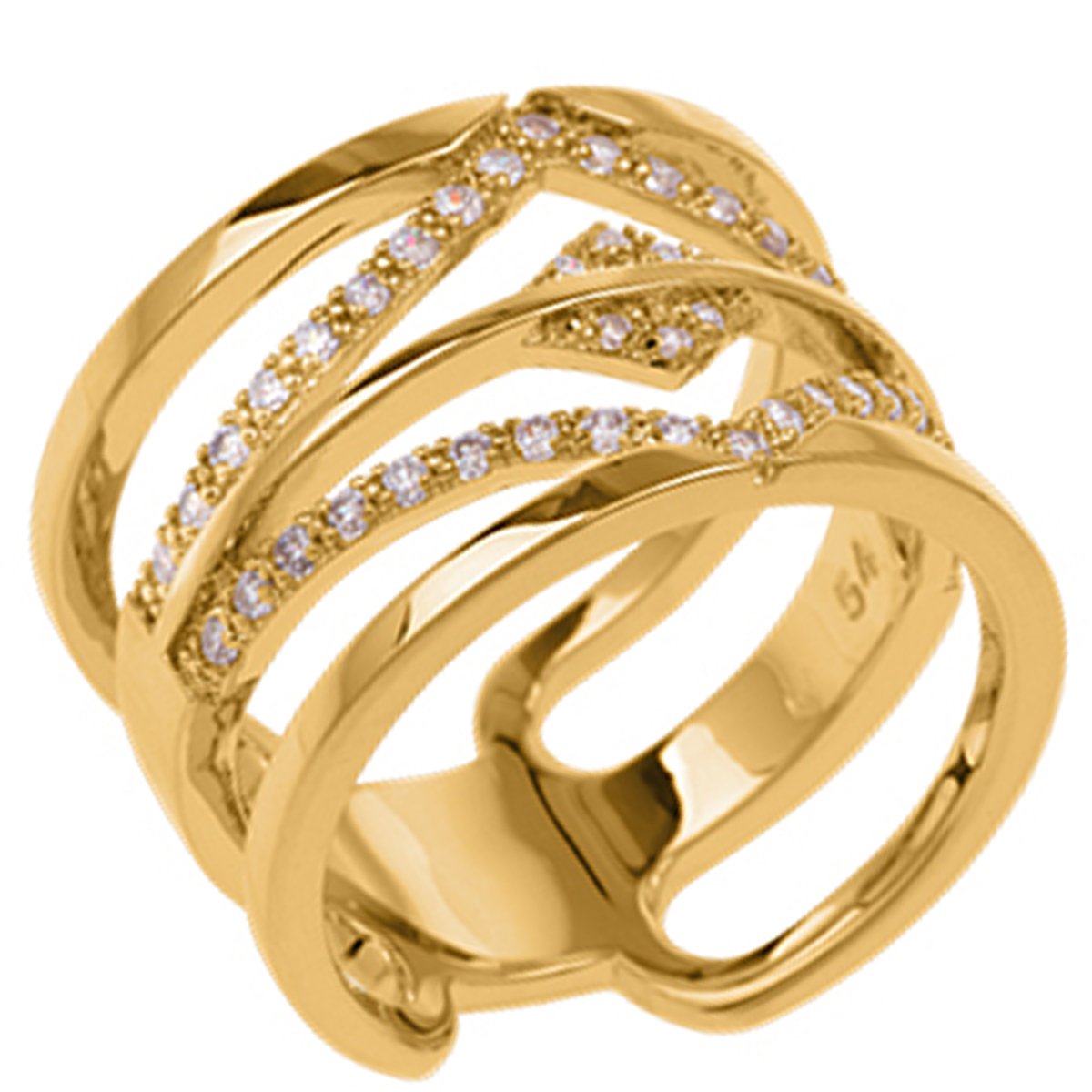 Bague Plaqué Or \'Sissi\' blanc doré - 15 mm - [Q7918]