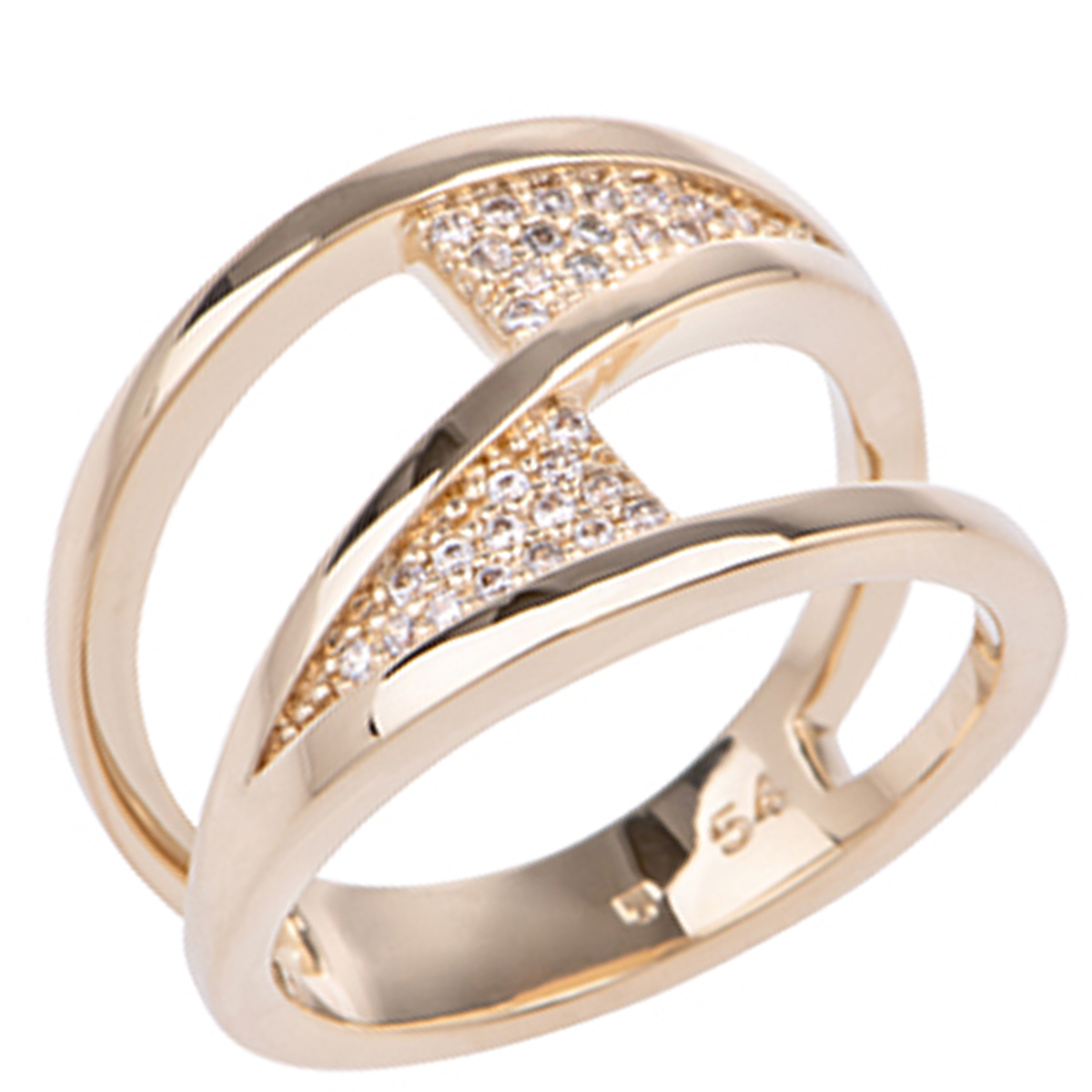 Bague plaqué or \'Sissi\' blanc doré rosé (gold pink) - 14 mm - [Q7920]