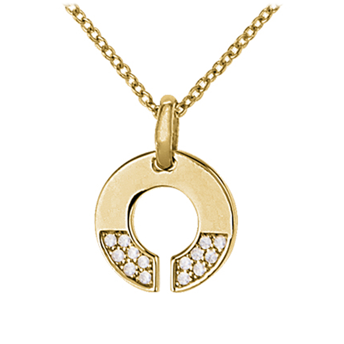 Collier plaqué or \'Sissi\' blanc doré - 11 mm - [Q7944]