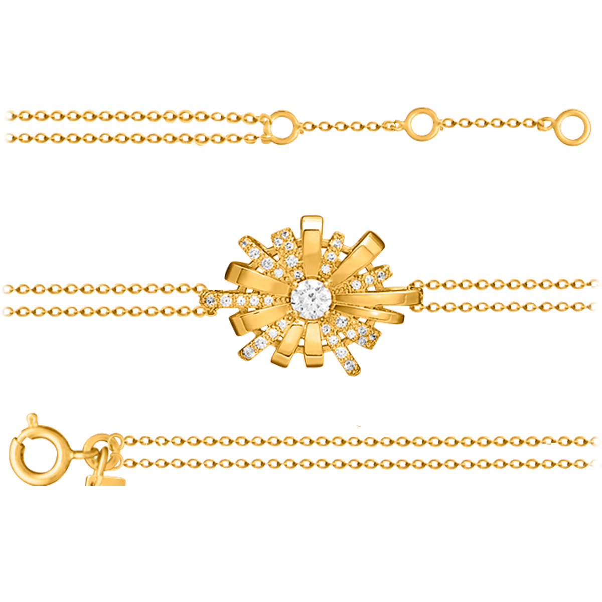 Bracelet plaqué or \'Sissi\' blanc doré - 22x15 mm - [Q7953]