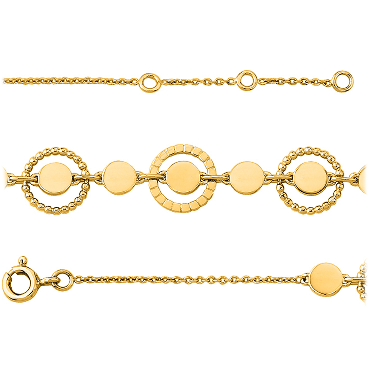 Bracelet Plaqué Or \'Chorégraphie\' (cercles) - 65x11 mm - [Q7955]
