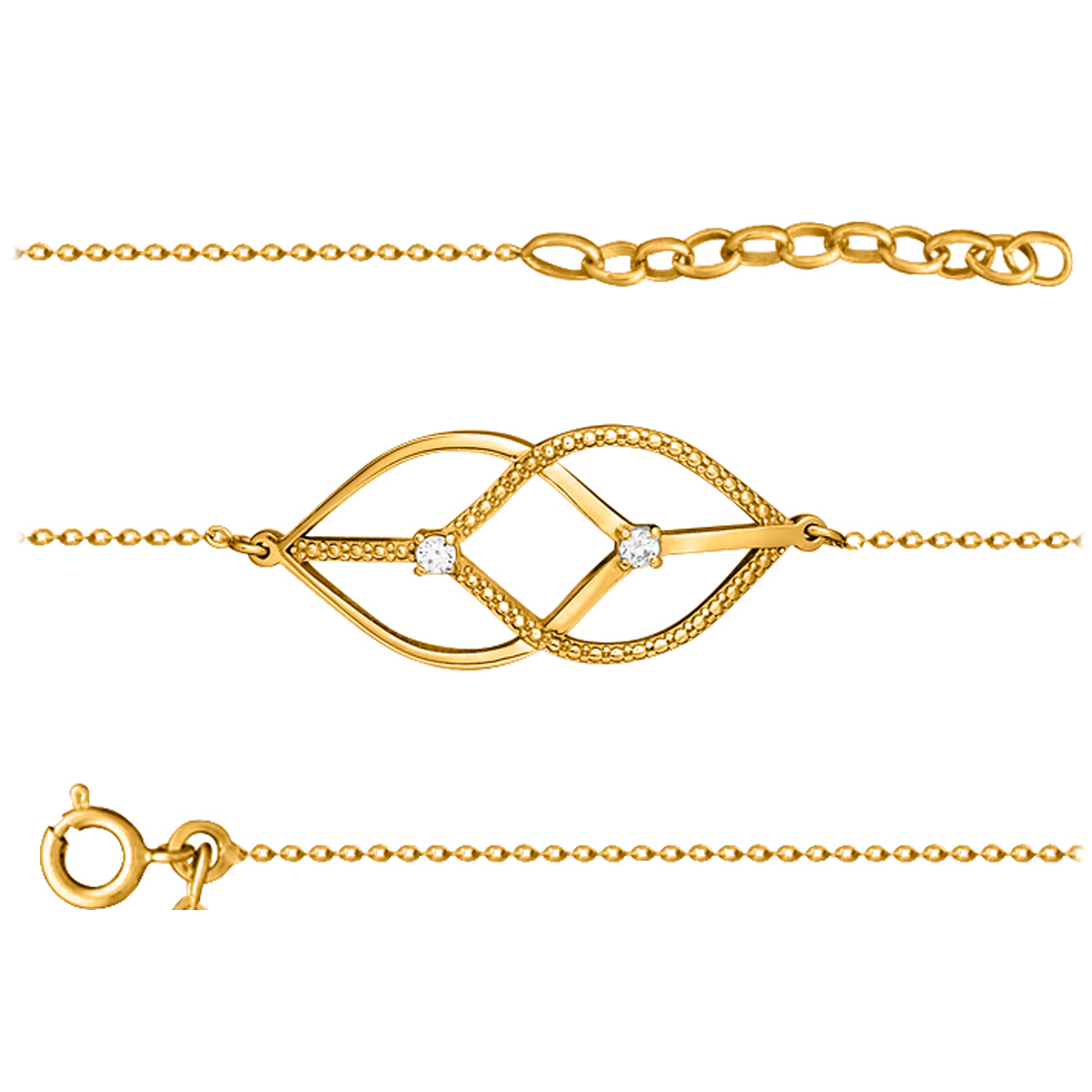 Bracelet plaqué or \'Sissi\' blanc doré - 30x13 mm - [Q7957]