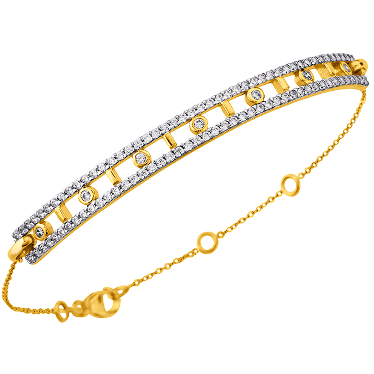 Bracelet plaqué or \'Sissi\' blanc doré - 50x5 mm - [Q7958]