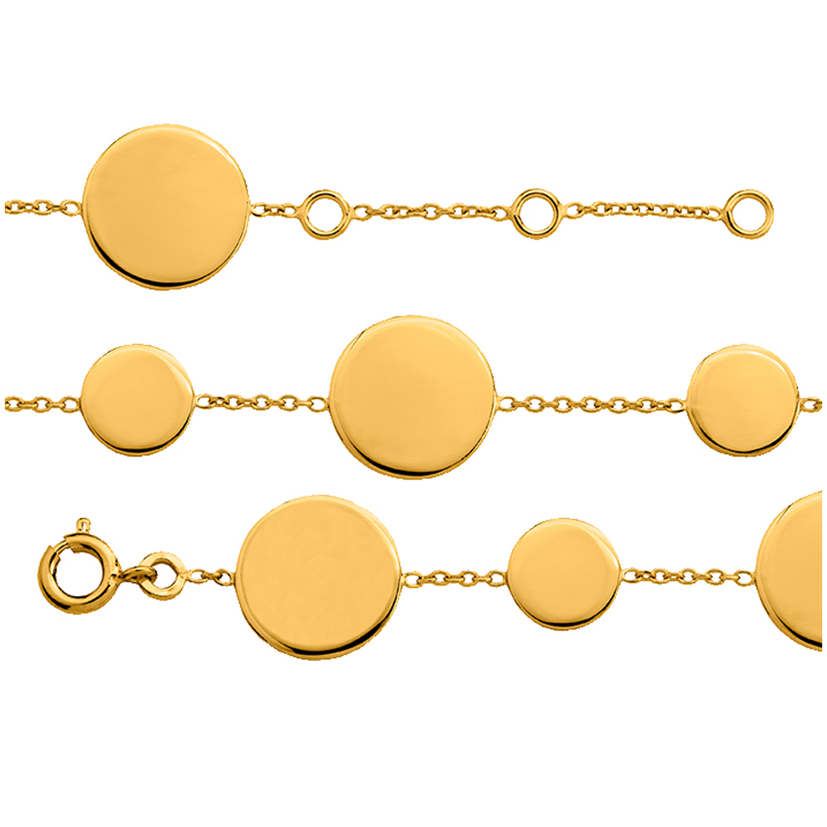 Bracelet Plaqué Or \'Chorégraphie\' doré - ronds 8 et 12 mm - [Q7960]
