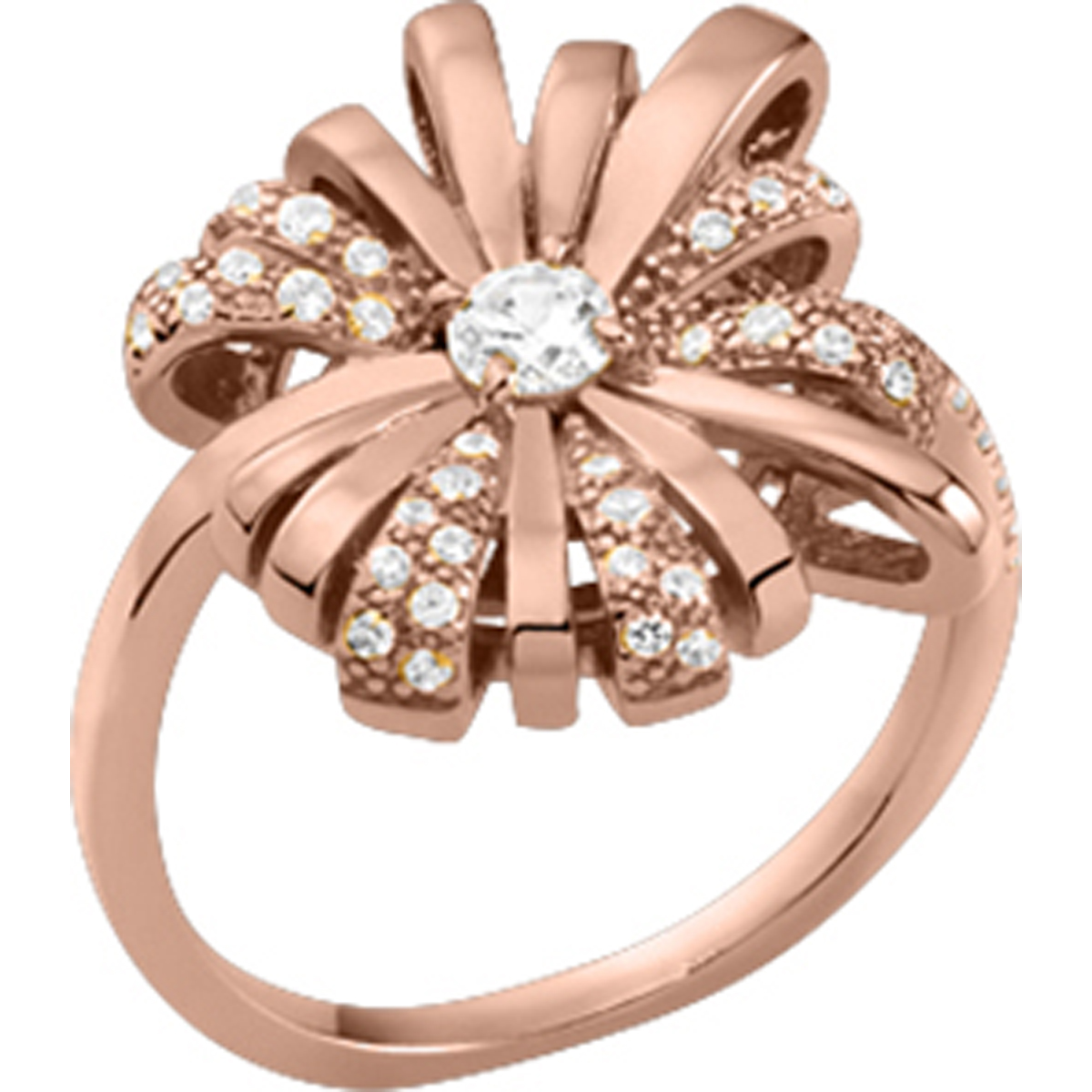 Bague plaqué or \'Sissi\' blanc rosé (gold pink) - 18 mm - [Q8833]
