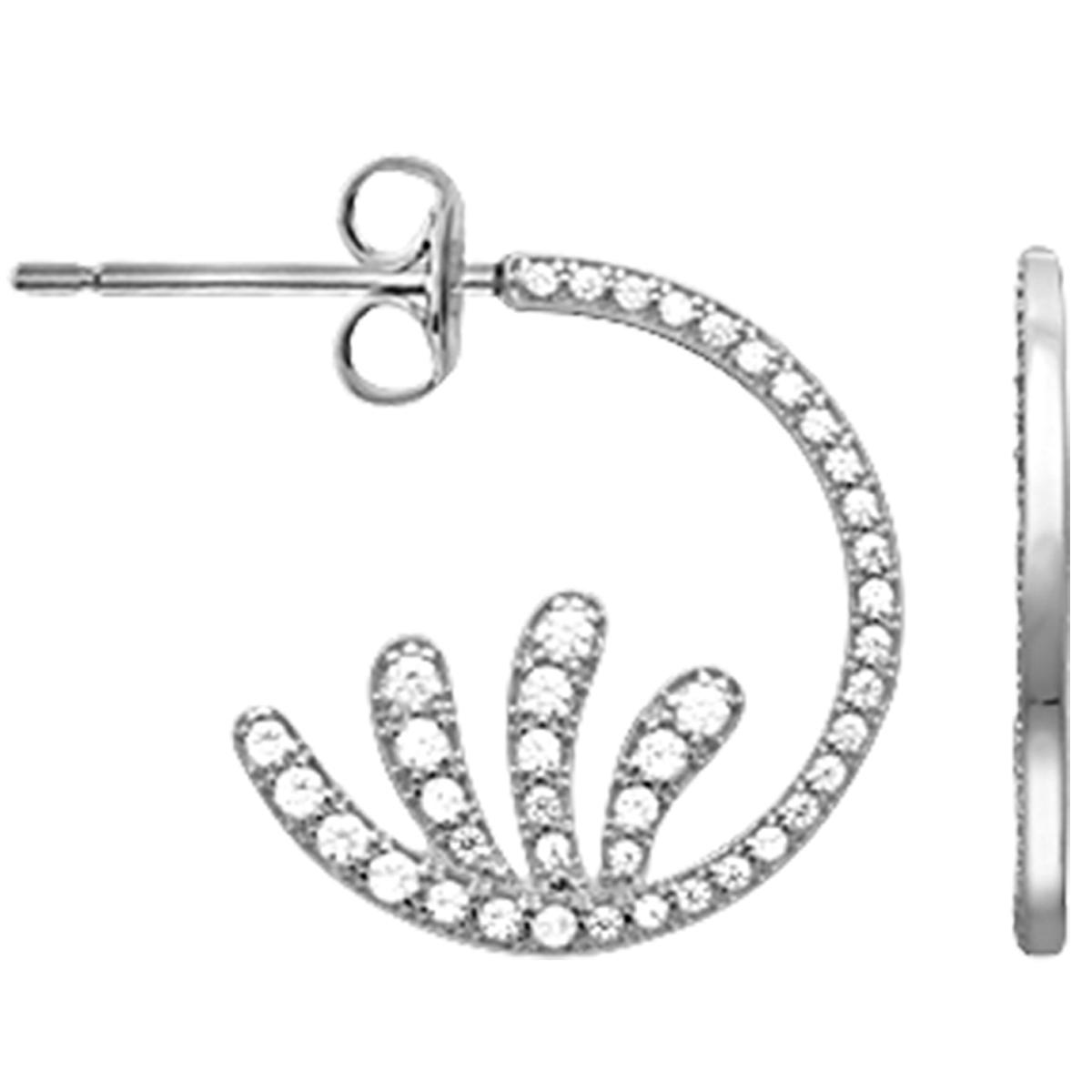 Créoles argent \'Sissi\' blanc argenté (rhodié) - 20 mm - [Q8901]