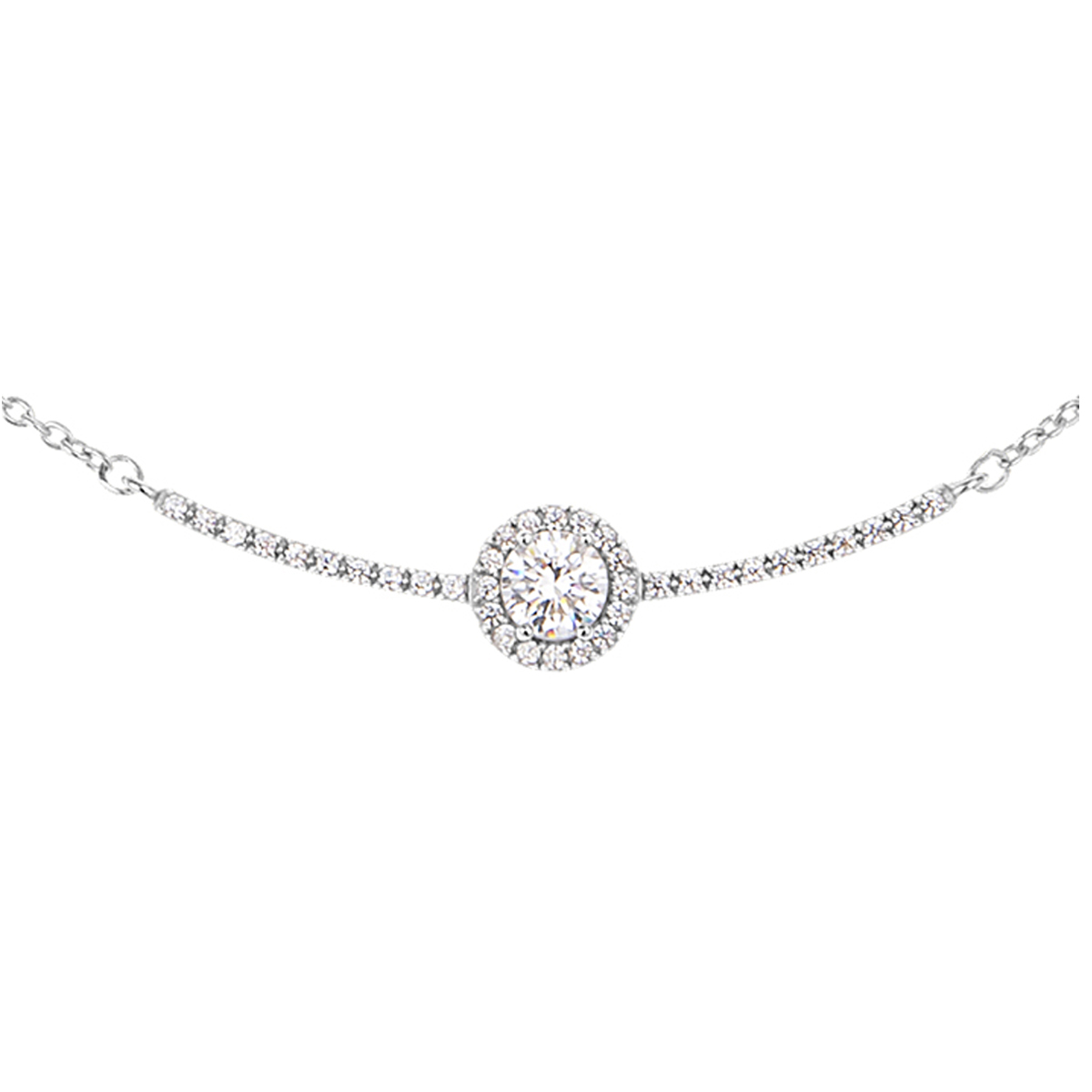 Collier Argent \'Sissi\' blanc argenté (rhodié) - 35x7 mm - [Q9486]