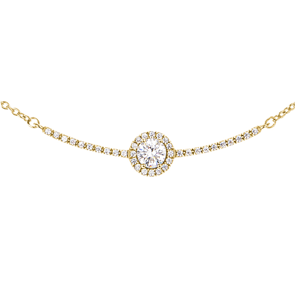 Collier plaqué or \'Sissi\' blanc doré - 35x7 mm - [Q9835]