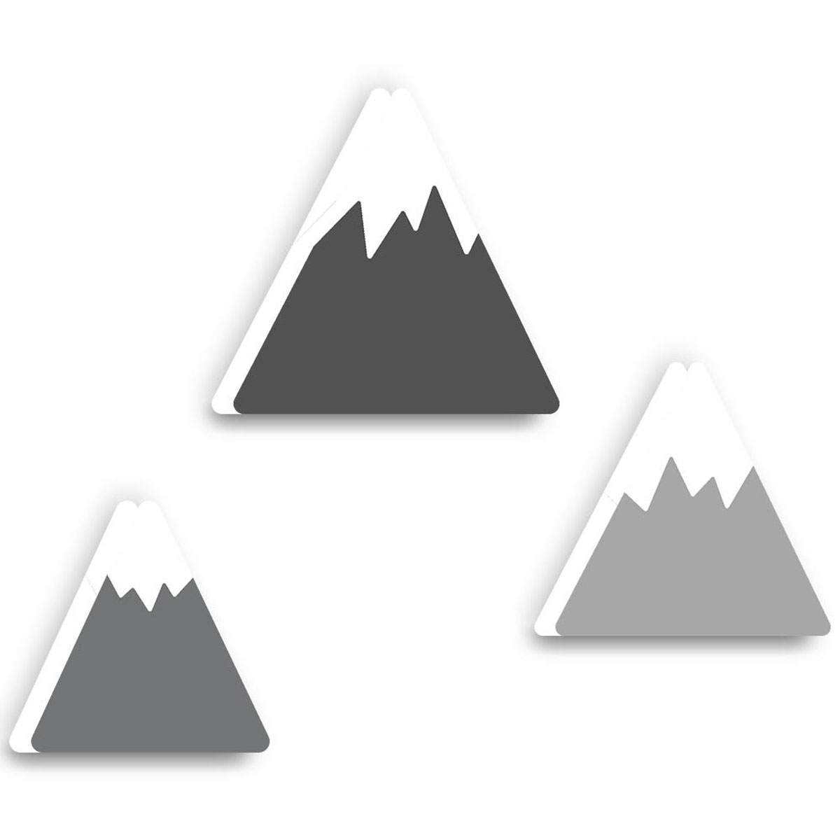 Trio de patères bois \'Montagnes\' gris - 85x85 cm, 75x75 cm et 65x65 cm - [R1065]