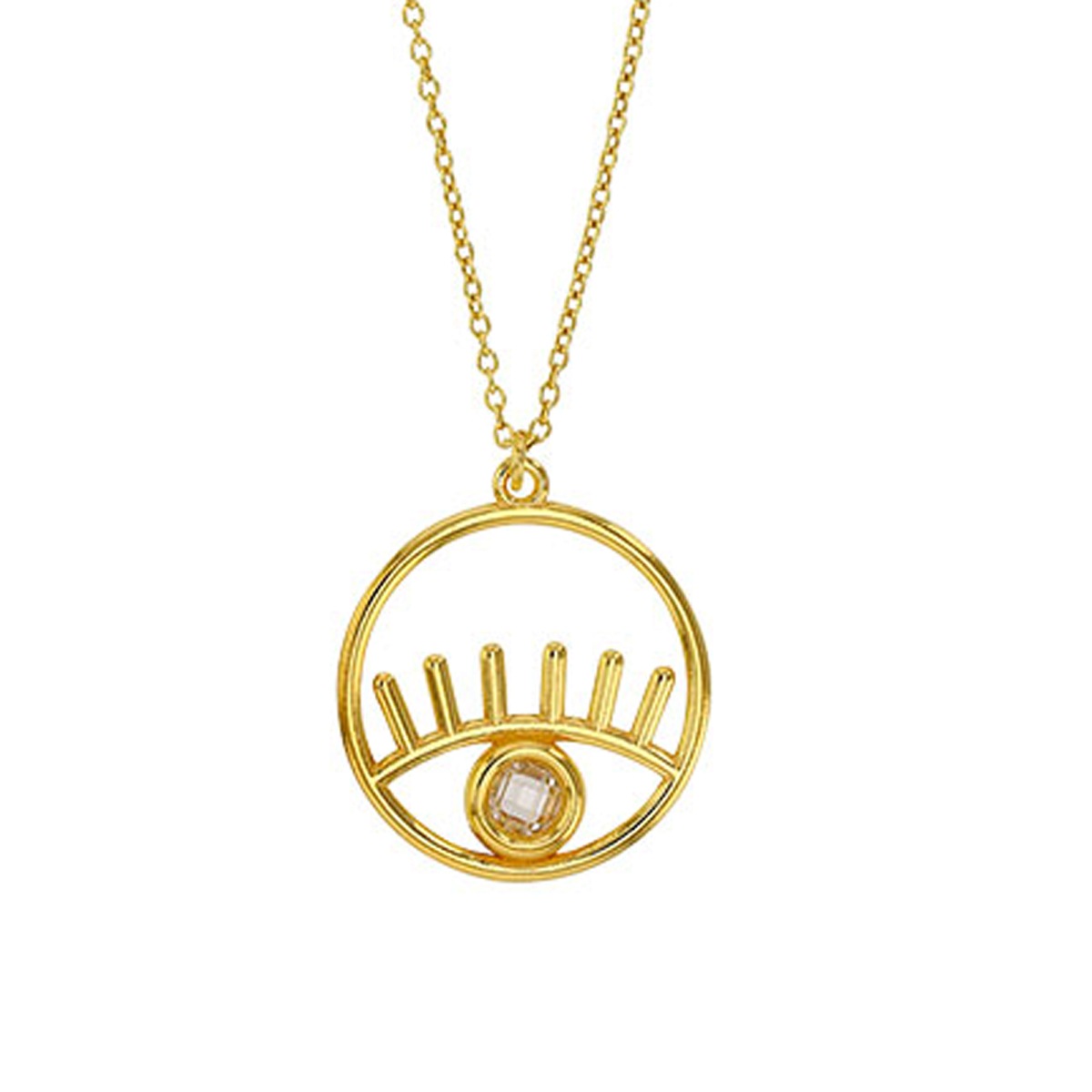 Collier Argent artisanal \'Arte\' blanc doré - 20 mm (oeil) - [R4934]