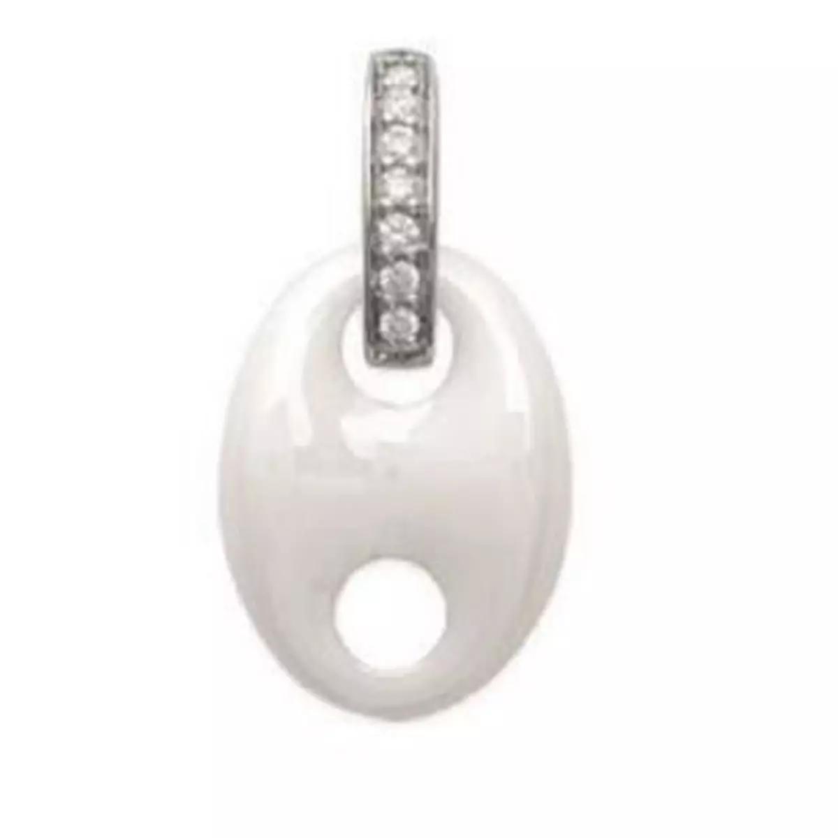 les trésors de lily Pendentif argent 'Grain de Café' céramique blanc argenté (rhodié) 14x10 mm [R4948]