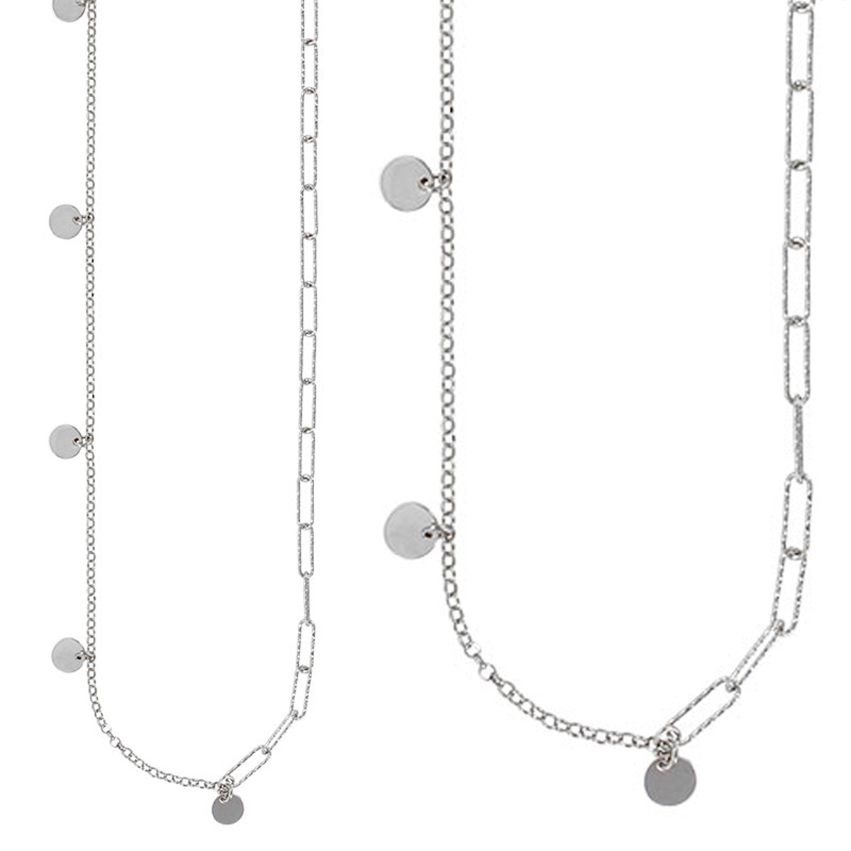 Collier Argent artisanal \'Cléopatra\' argenté (rhodié) - pièces rondes 7 mm - [R4962]