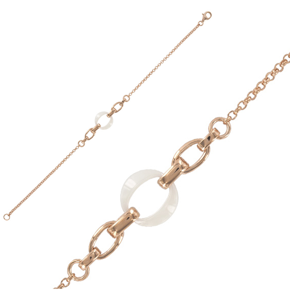 Bracelet Argent \'Chorégraphie\' blanc rosé (céramique) - 12 mm - [R5001]