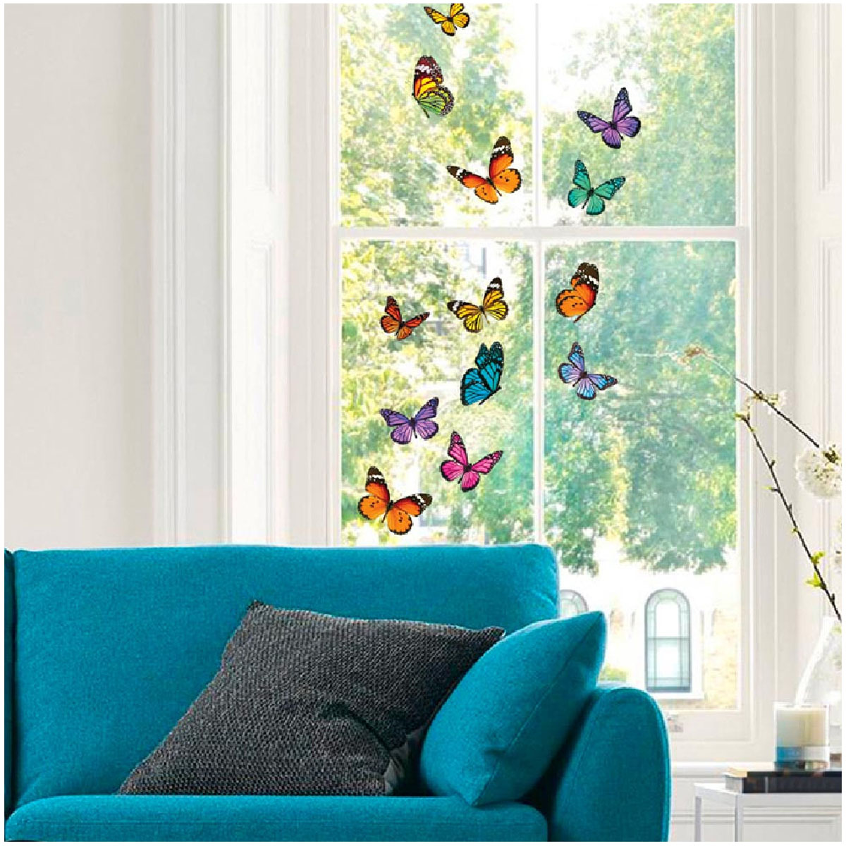 Stickers de vitre \'Papillons\' multicolore - 40x30 cm (2 pièces) - [R5017]