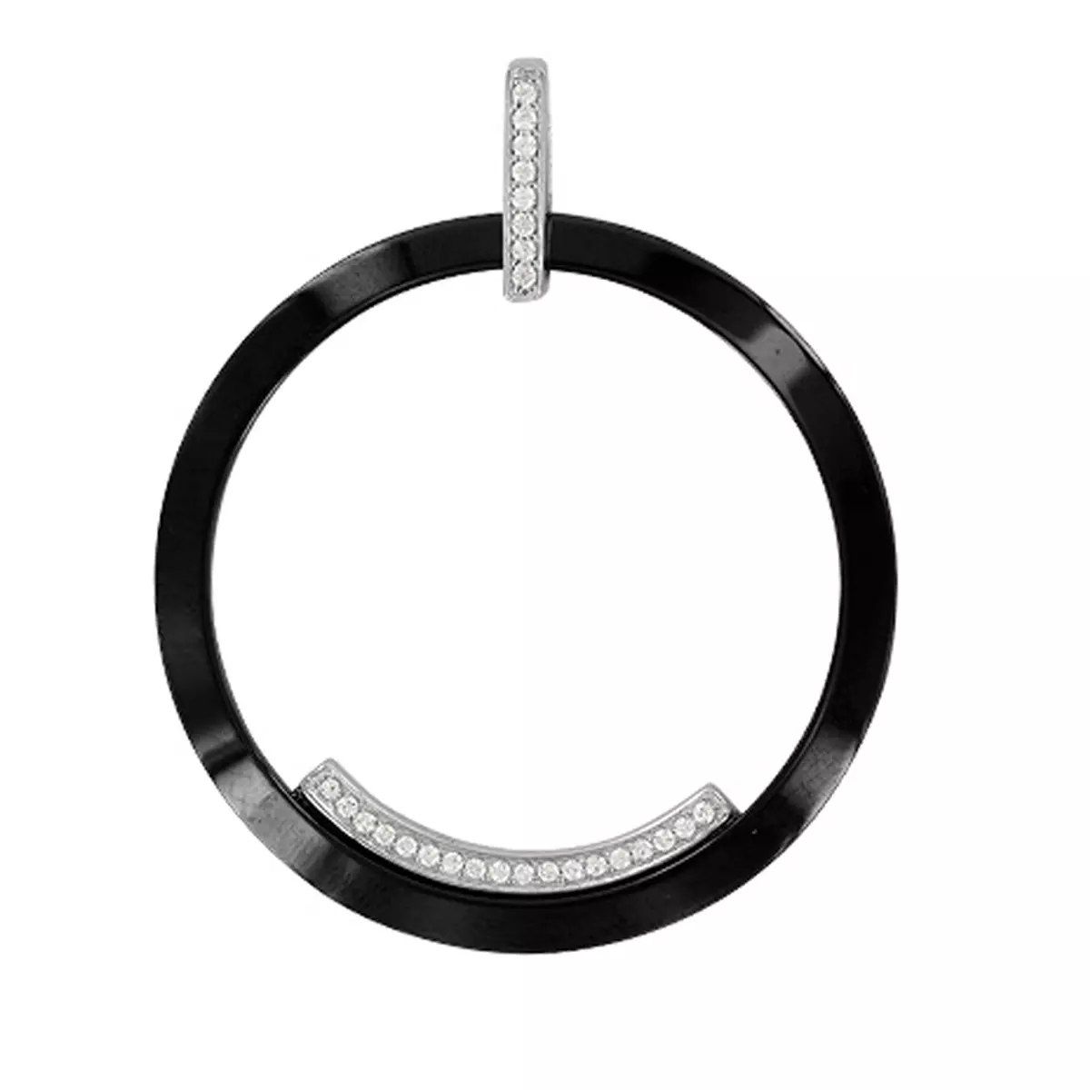 les trésors de lily Pendentif Argent 'Sissi' noir argenté rhodié (céramique) 38 mm [R5030]
