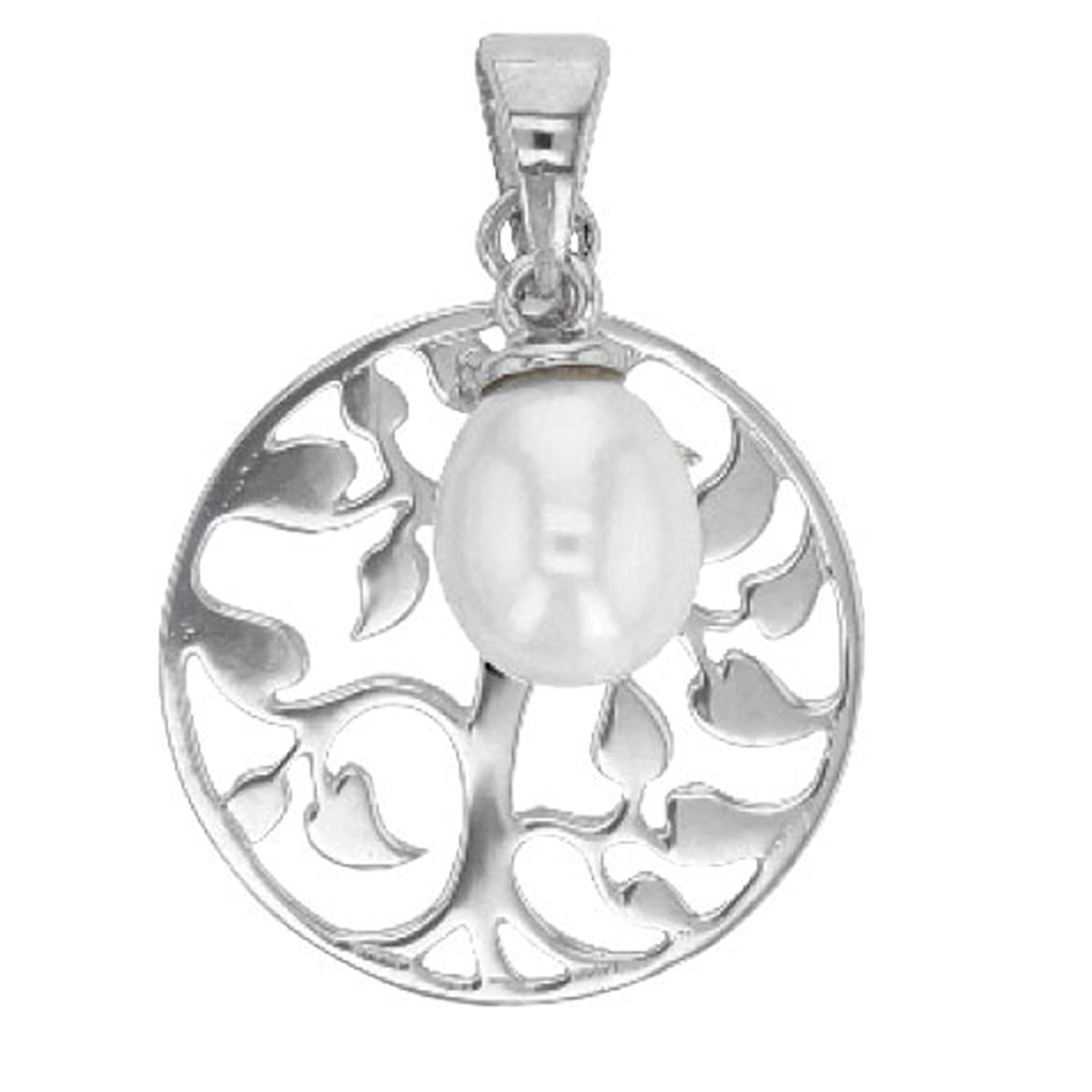Pendentif Argent \'Arbre de Vie\' ivoire argenté (rhodié) - 15 mm - [R5035]