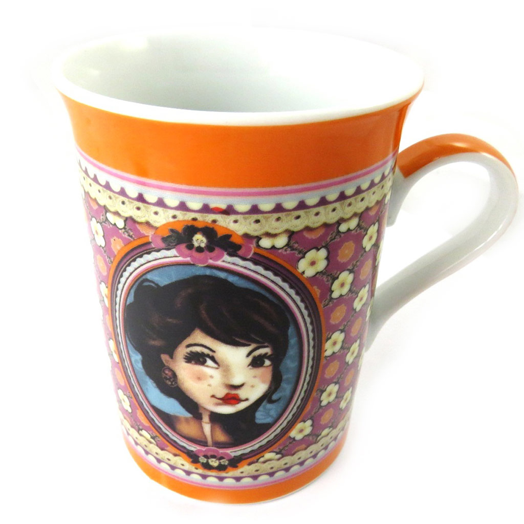 Mug porcelaine \'Lili Petrol\' orange (Emily) - [M6003]