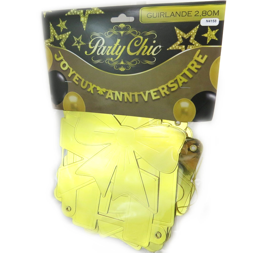 Guirlande \'Joyeux Anniversaire\' doré - 28 m - [N4158]