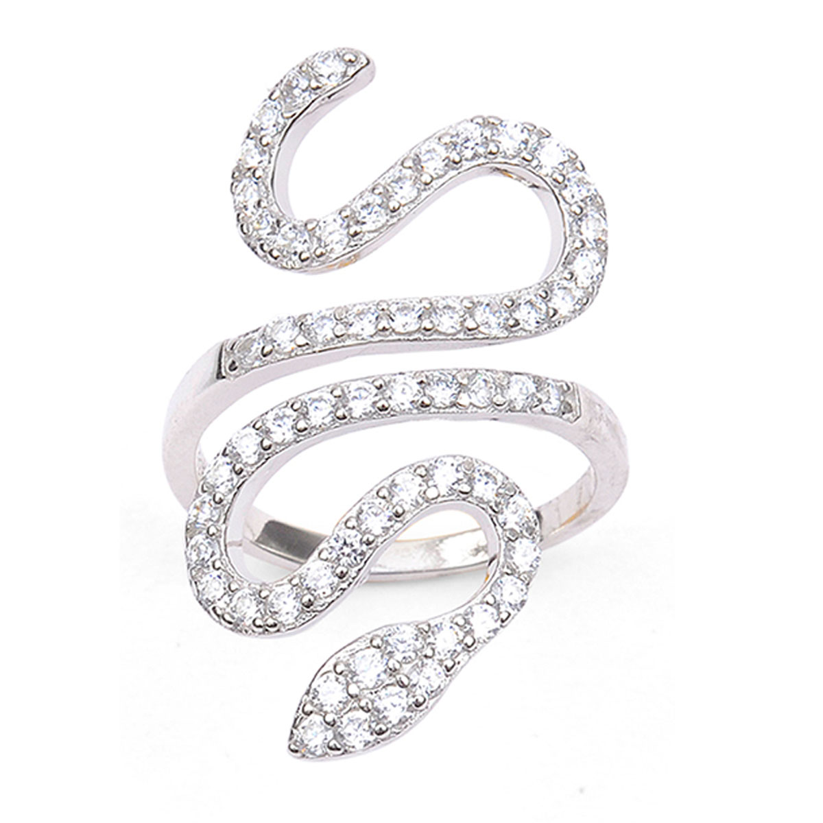 Bague argent \'Tentation\' blanc argenté rhodié (serpent) - 29 mm - [Q9411]