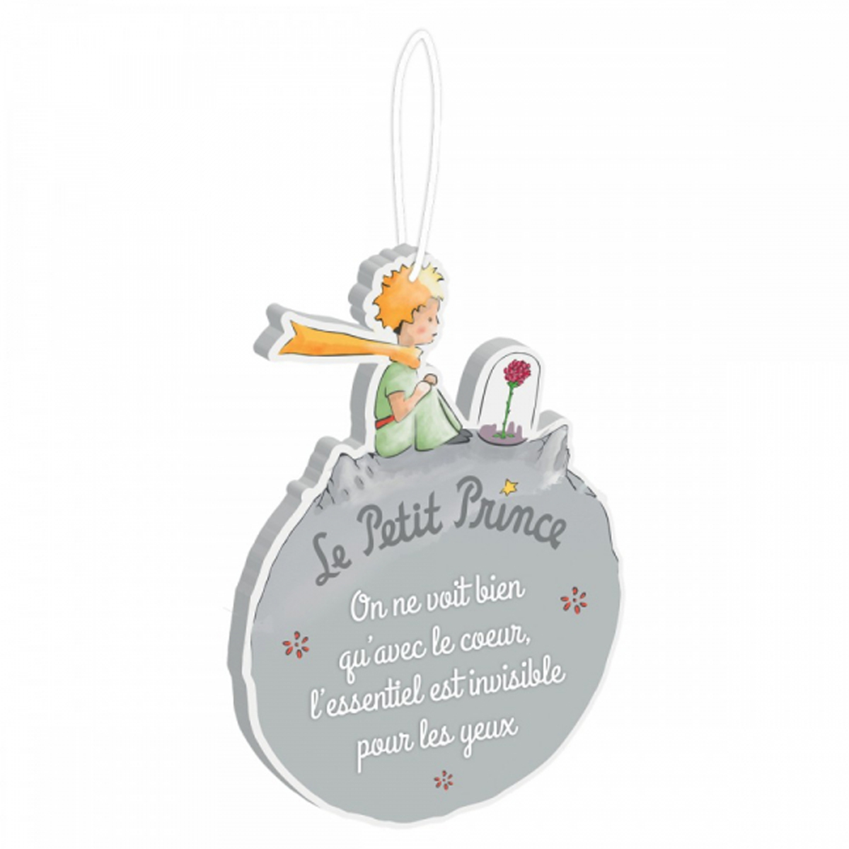 Suspension plaque bois \'Le Petit Prince\' gris - 17x12 cm - [R2985]