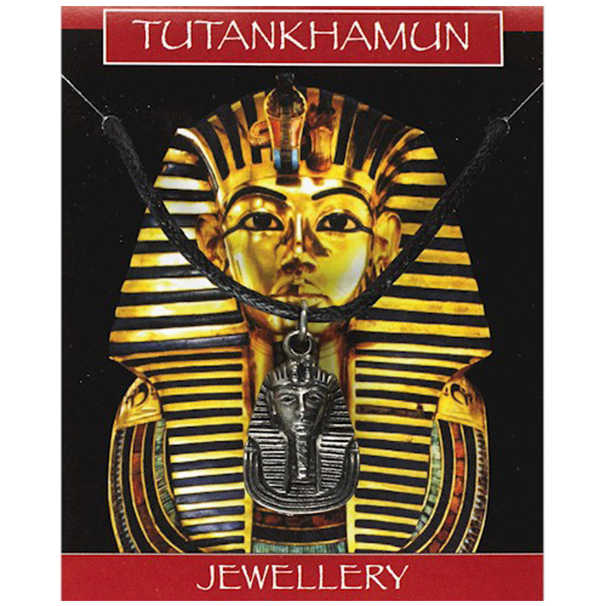 Collier rétro \'Égypte Ancienne\' argenté noir (Toutankhamon) - 20x18 mm - [R5049]