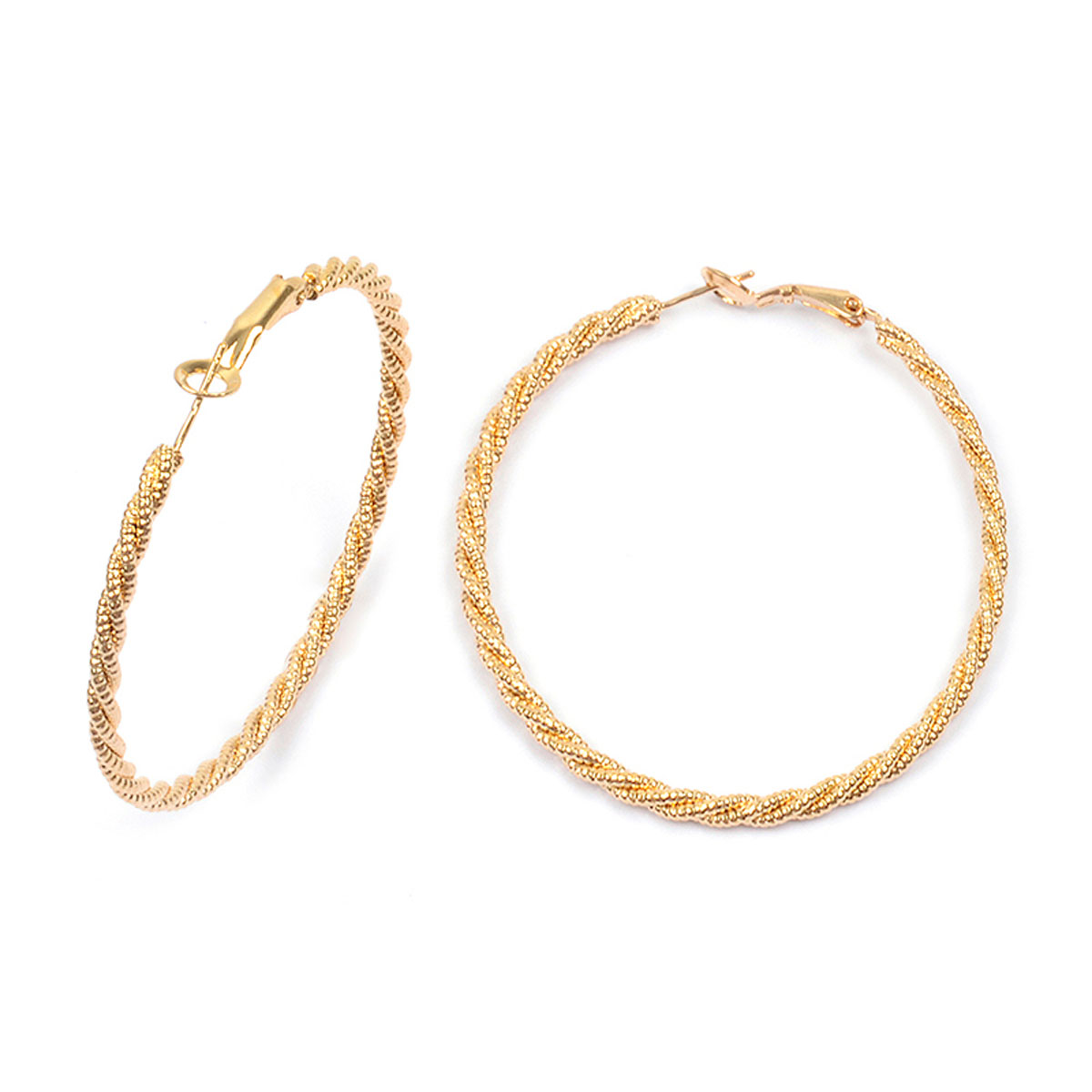 Créoles Plaqué Or \'Torsades\' - 55x3 mm - [R5053]
