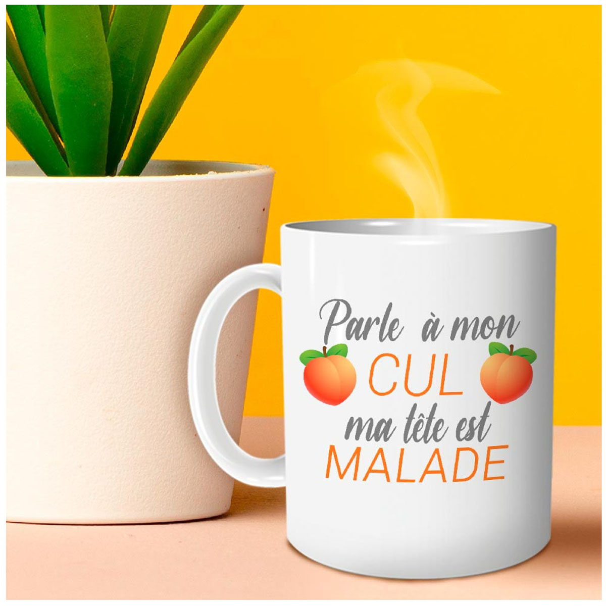 Mug céramique \'Parle à mon cul, ma tête est Malade\' - 95x80 mm - [R5062]