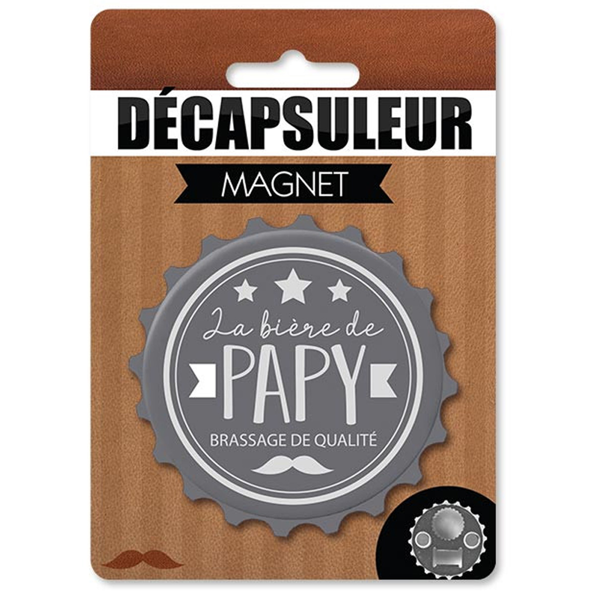 Décapsuleur magnétique humoristique \'Papy\' gris (la bière de Papy) - 80x15 mm - [A2225]