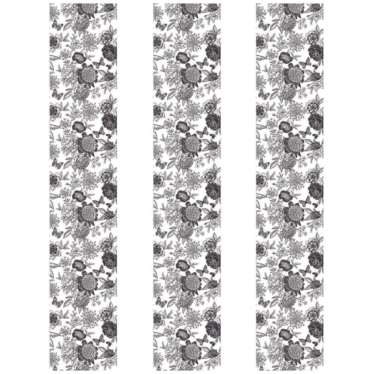 Rouleau Sticker Géant \'Déco Florale\' noir blanc - 250x45 cm - [A2886]