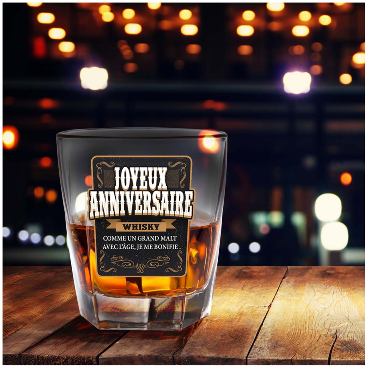 Verre A Whisky Joyeux Anniversaire 85x55 Mm P2699