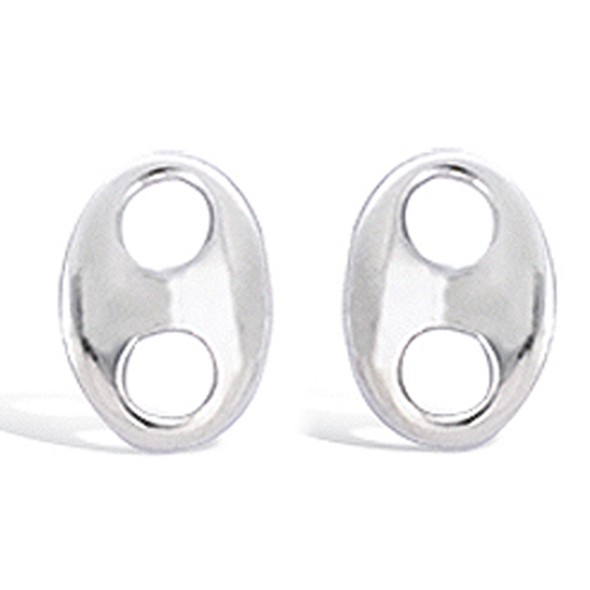 Boucles Argent \'Grain de Café\' argenté (rhodié) - 6x8 mm - [F6212]