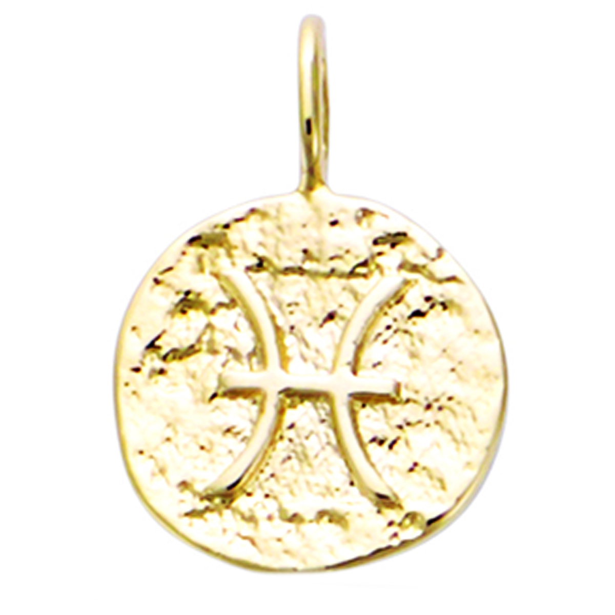 Pendentif Plaqué Or \'Astrologie\' doré antique (poissons) - 12 mm - [Q7580]