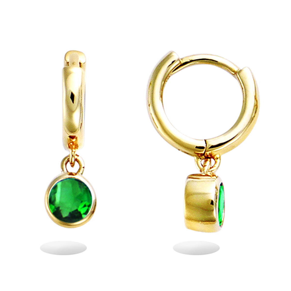 Créoles Plaqué Or \'Sissi\' vert doré - 8 mm, 4 mm - [R5148]