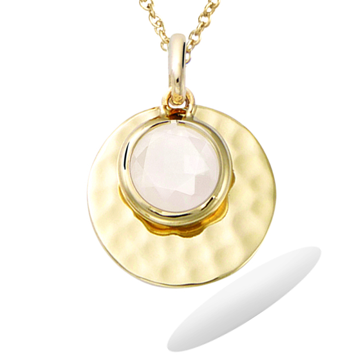 Pendentif Plaqué Or \'Cléopatra\' blanc doré - 15 mm - [R5164]
