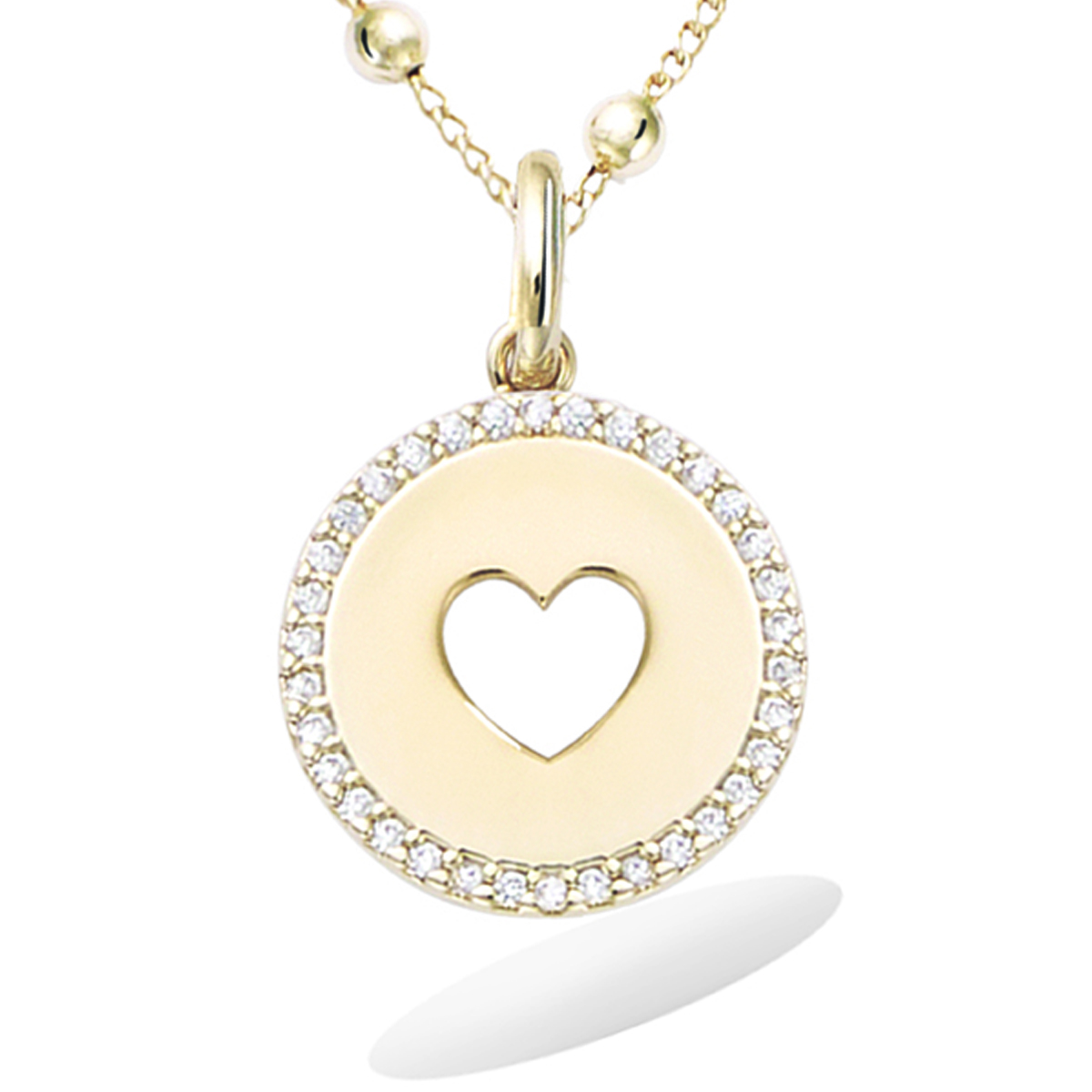 Pendentif Plaqué Or \'Love\' blanc doré - 15 mm - [R5168]