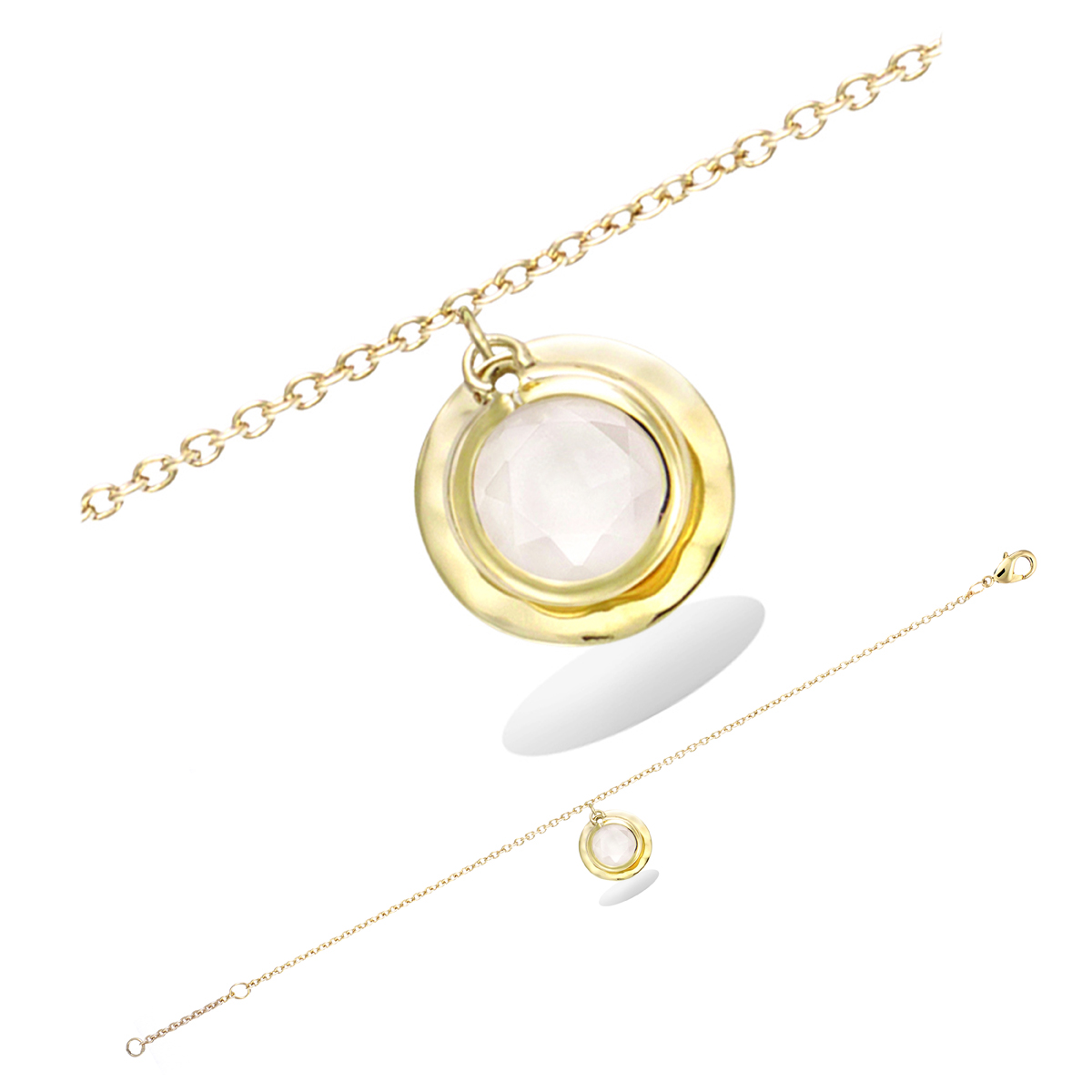 Bracelet Plaqué Or \'Cléopatra\' blanc doré - 12 mm - [R5188]