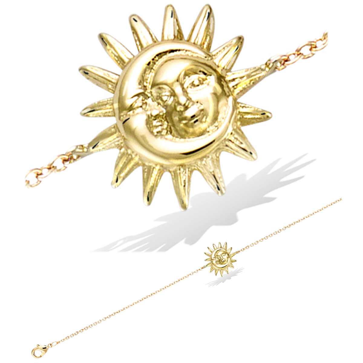 Bracelet Plaqué Or \'Soleil Lune\' doré - 15 mm - [R5191]