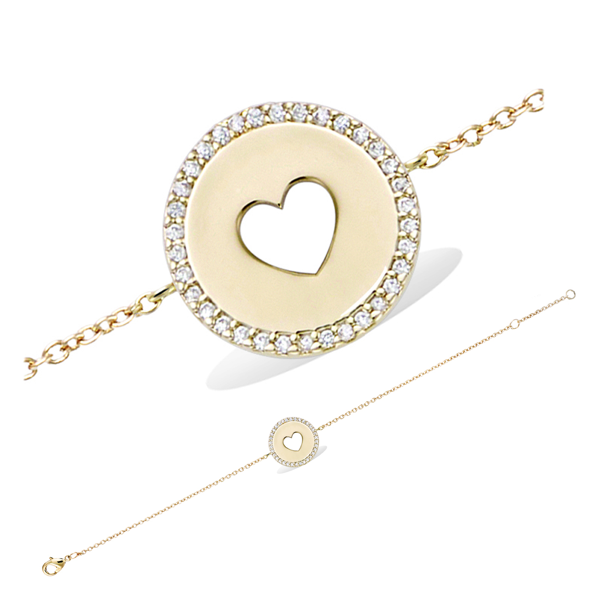 Bracelet plaqué or \'Love\' blanc doré - 15 mm - [R5192]